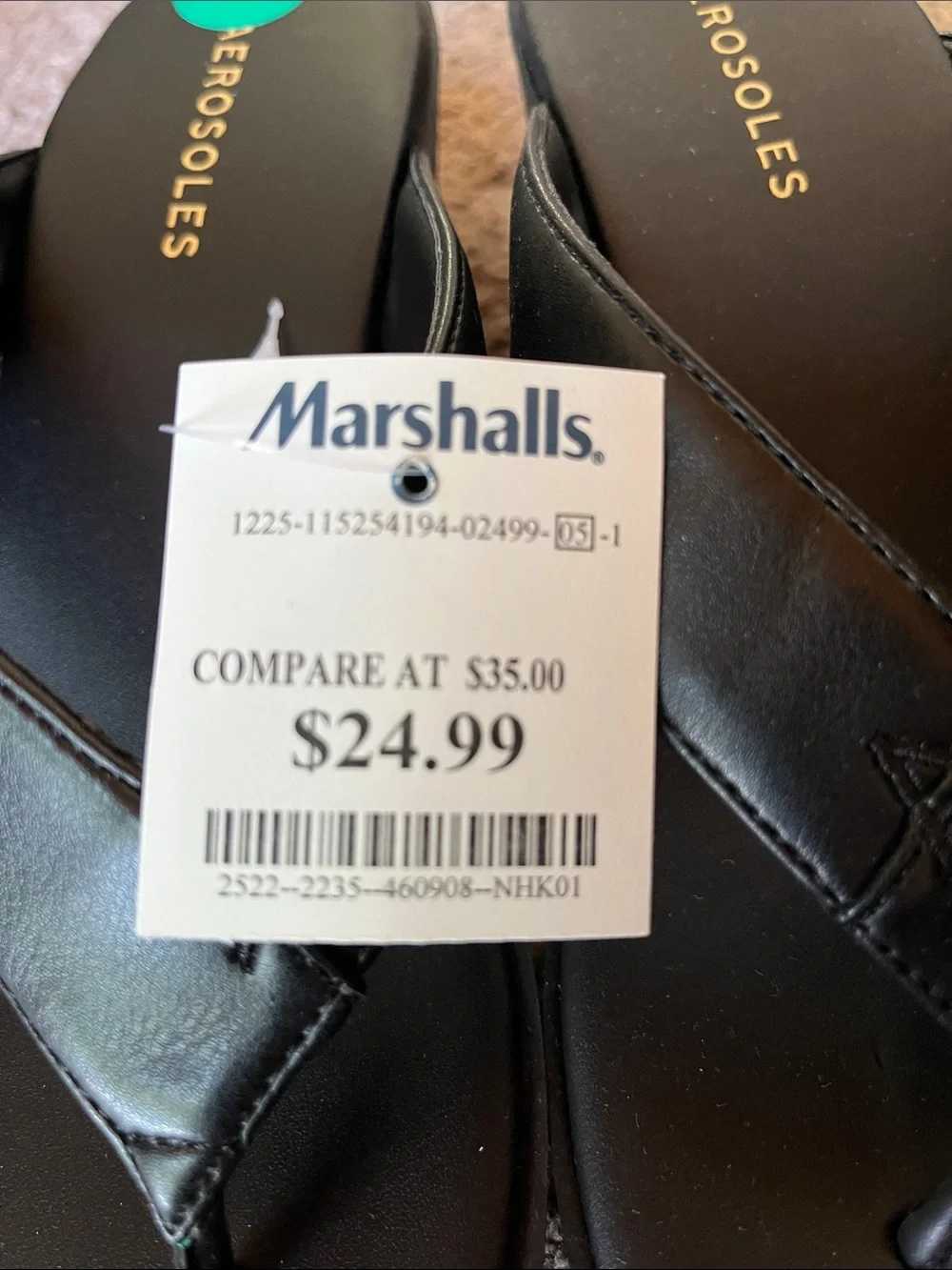 NWT AEROSOLES Black Leather Sandals